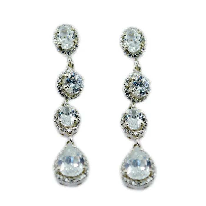 Cubic Zirconia Indian Zara multiple Stud White 925 Sterling Silver Earring