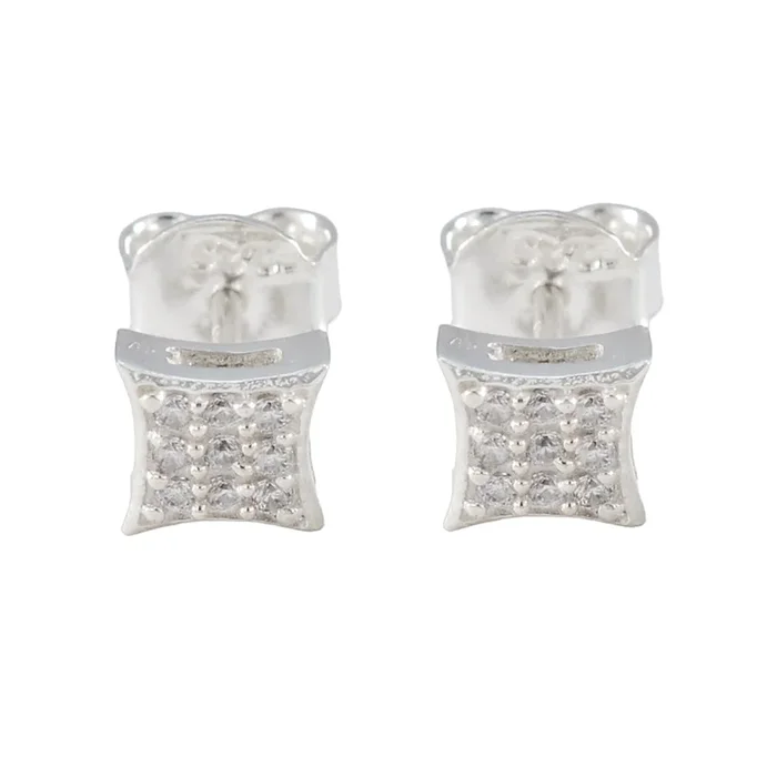 Cubic Zirconia Korean Lucia multiple Stud White Sterling Silver Earring