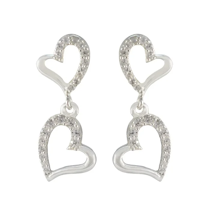 Cubic Zirconia Latin American Carolina multiple Stud White 925 Sterling Silver Earring