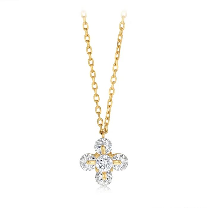 Cubic Zirconia on Adjustable 41-43cm Necklace in 9ct Yellow Gold Chain