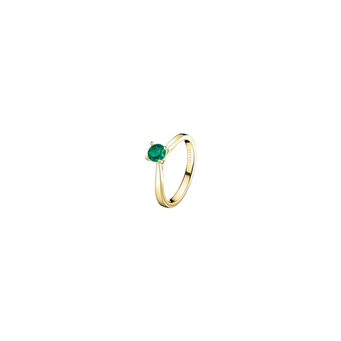 Cupidon engagement ring in yellow gold and emerald | LEPAGE