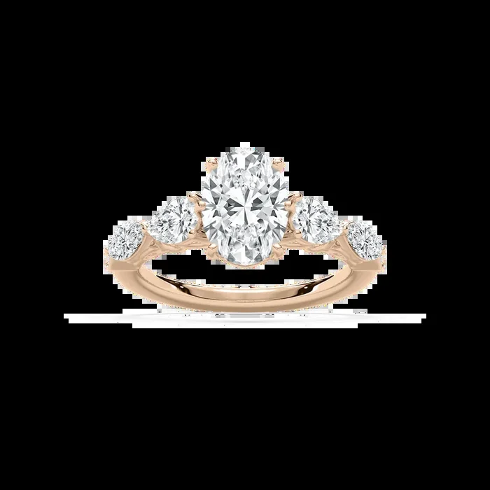 Dana 3 ctw Oval Lab Grown Diamond Scroll Side Stone Engagement Ring