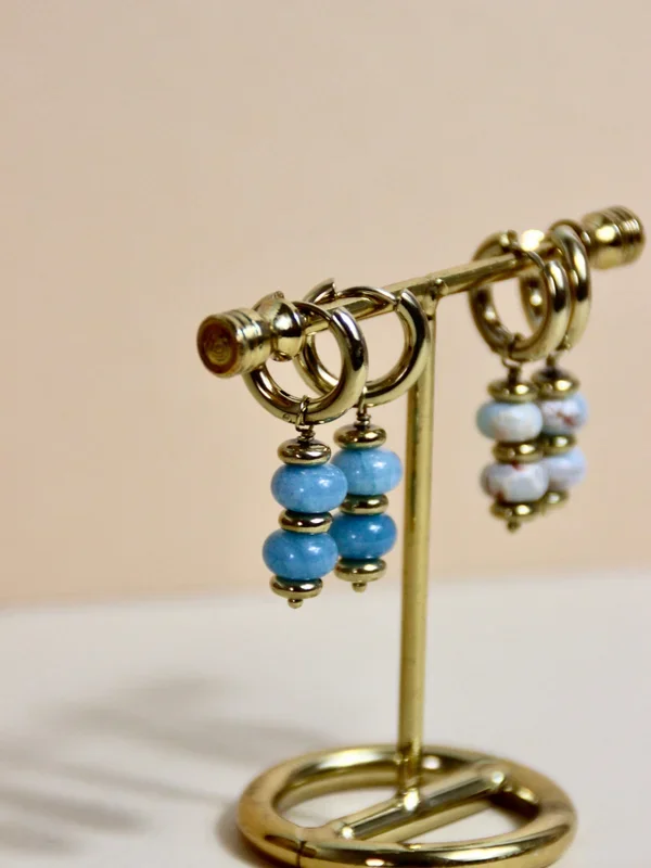 Daphné mini hoop earrings – dangling with semi-precious stone