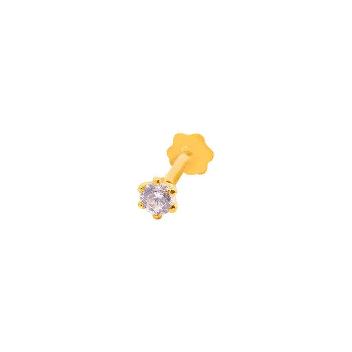 Delightful Nose Pin With CZ in 22K Gold