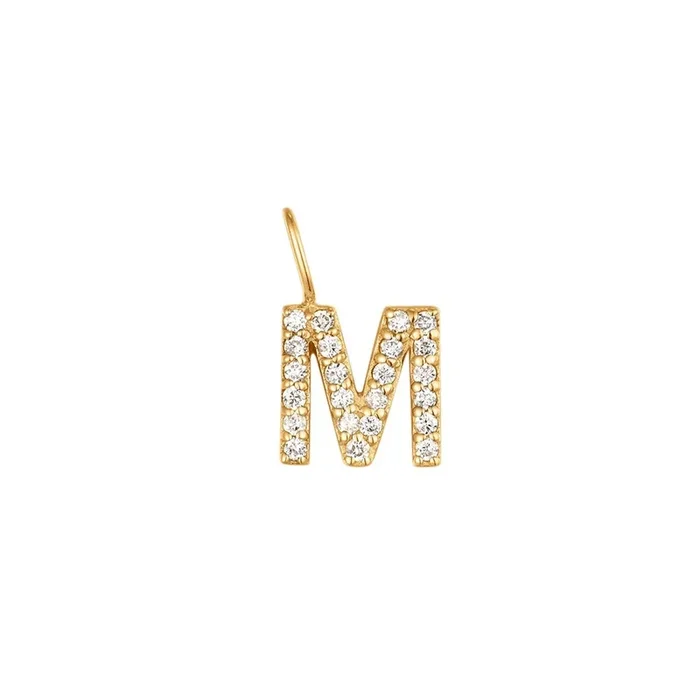 Diamond 14K Yellow Gold Initial Charm