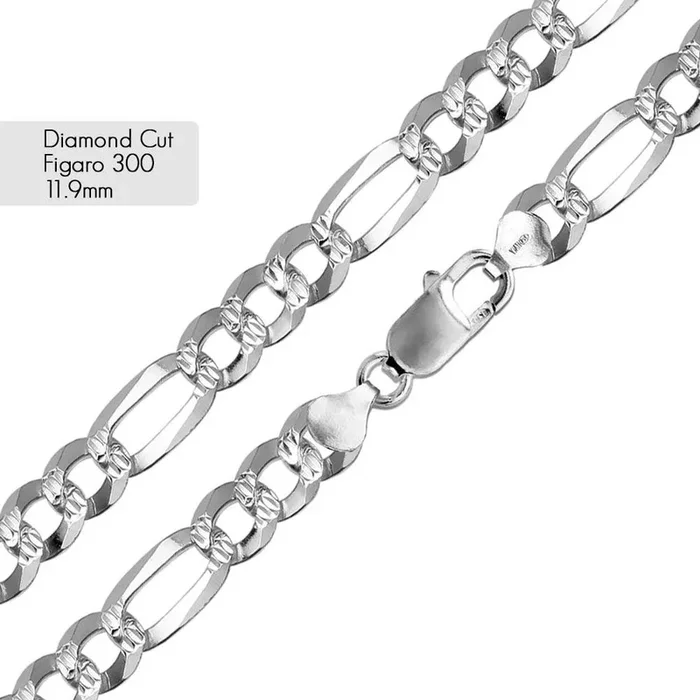 Diamond Cut Figaro 300 11.9mm Chain or Bracelet – CH641
