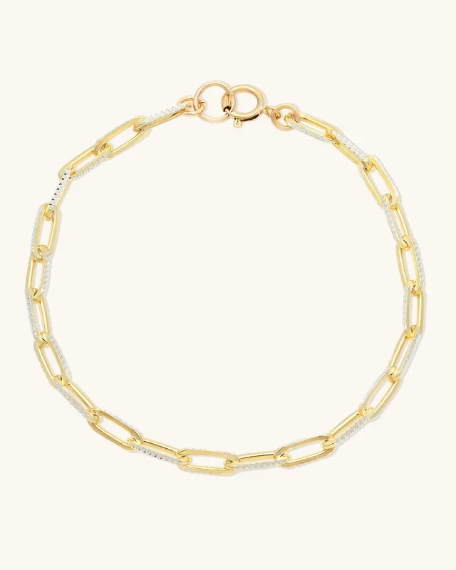 Diamond-Cut Paperclip Anklet