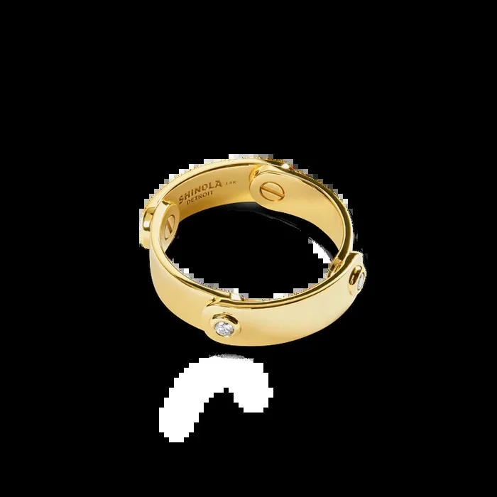 Diamond Rivet Plaque Ring – Yellow Gold