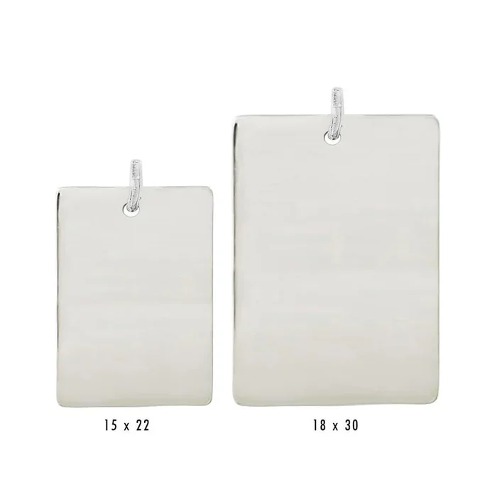 Dije rectangular grabable de plata de ley 925 pulida – BAR04