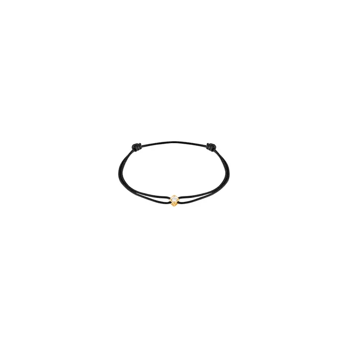 Dinh Van Le Cube Diamant in yellow gold and diamond bracelet on cord – Lepage