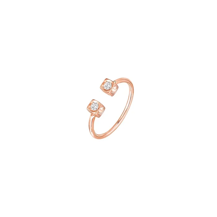 dinh van Le Cube Diamant open ring rose gold and diamond – Lepage
