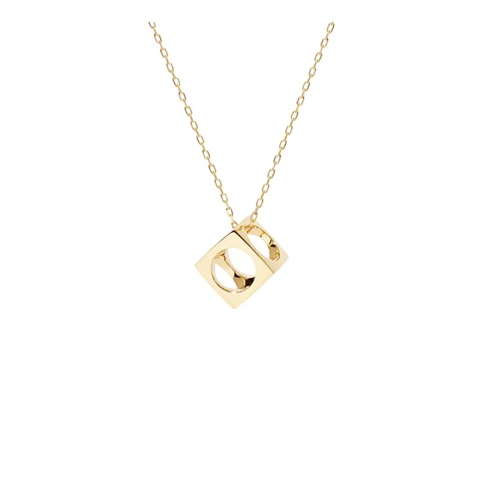 Dinh Van necklace Medium Pavé pendant on chain in yellow gold | LEPAGE