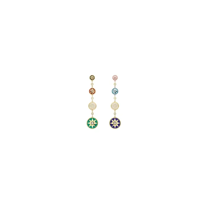 DIOR Rose des Vents earrings yellow rose white gold diamonds ornamental stones | Lepage