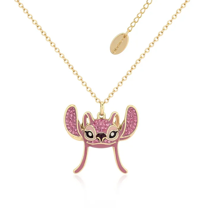 Disney Crystal Angel Yellow Gold Plated Stainless Steel Necklace