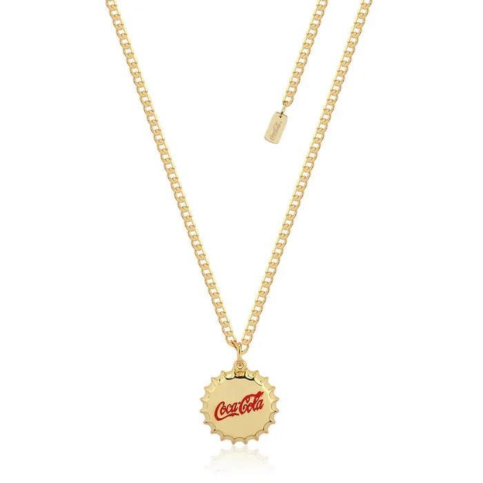 Disney Gold Plated Stainless Steel Coca Cola Bottle Cap 50+5cm Flat Curb Chain