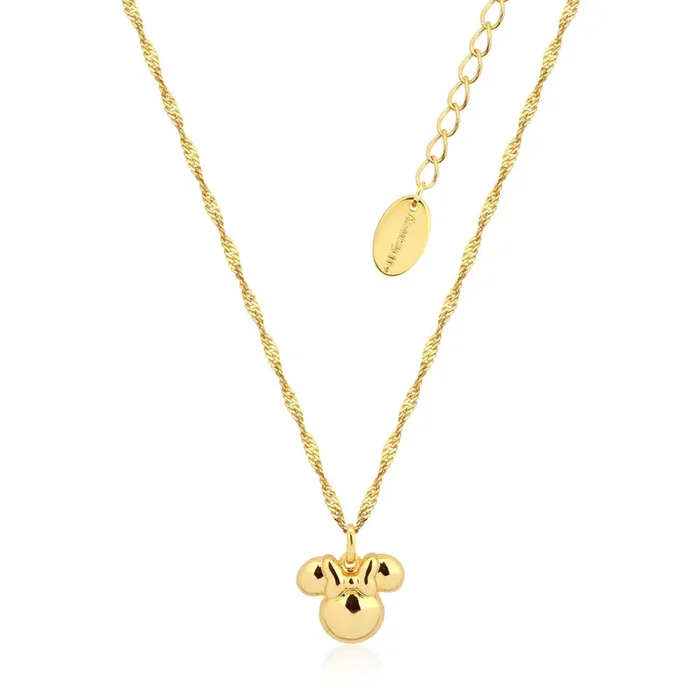 Disney Gold Plated Stainless Steel Minnie Mouse Pendant With 45+7cm Twist chain