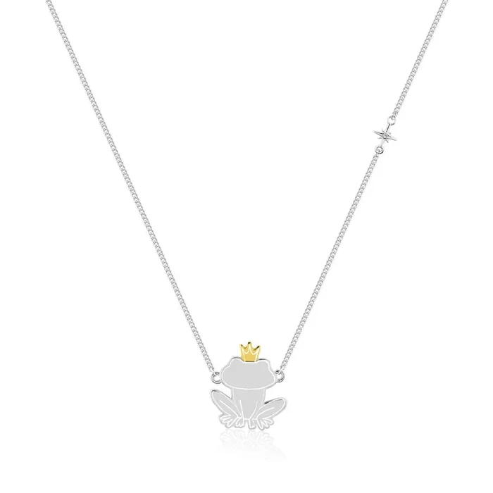 Disney Princess And The Frog Rhodium Plated Prince Naveen Pendant on 40cm Chain