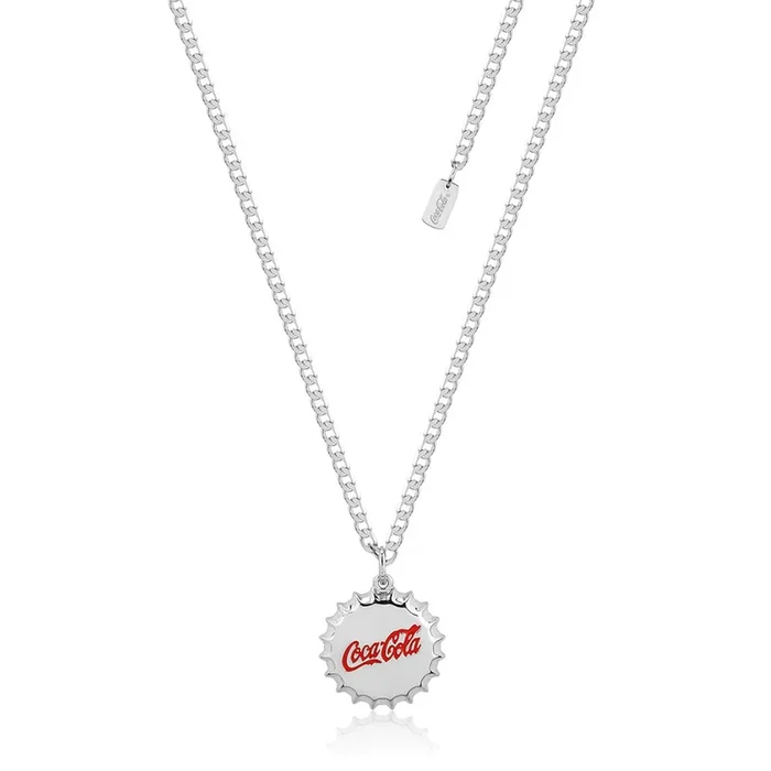 Disney White Gold Plated Stainless Steel coca Cola Bottle Cap 50+5cm Flat Curb Chain