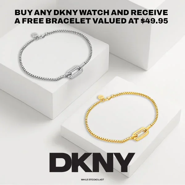 DKNY Oval Stone Set Silver 19cm Bracelet Gift with Purchase