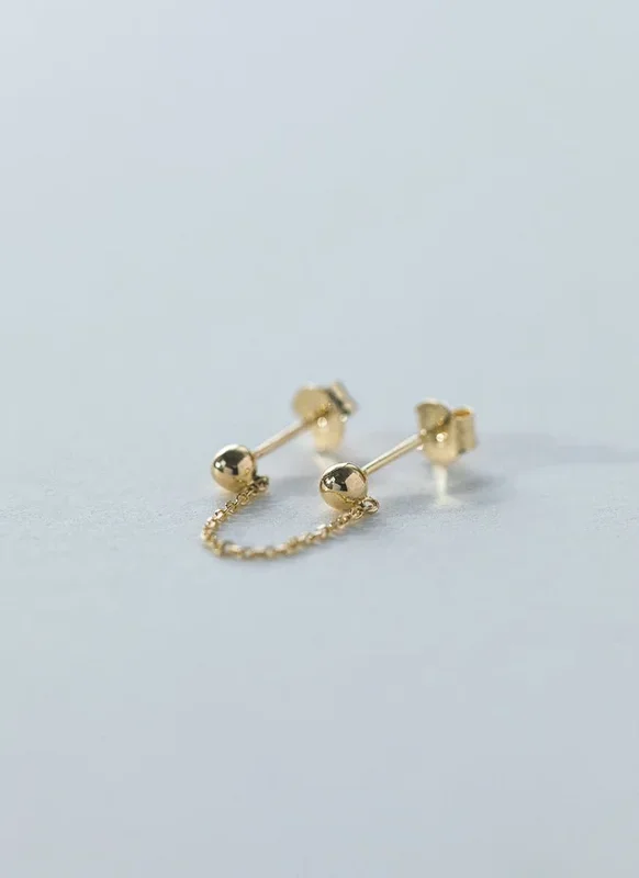 Double trouble pinhead stud 14k goud