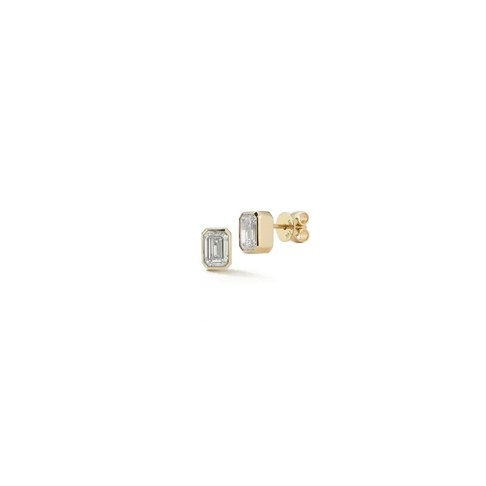 DRD Emerald Cut Bezel Set Diamond Studs 1.00 Ct. Total Weight
