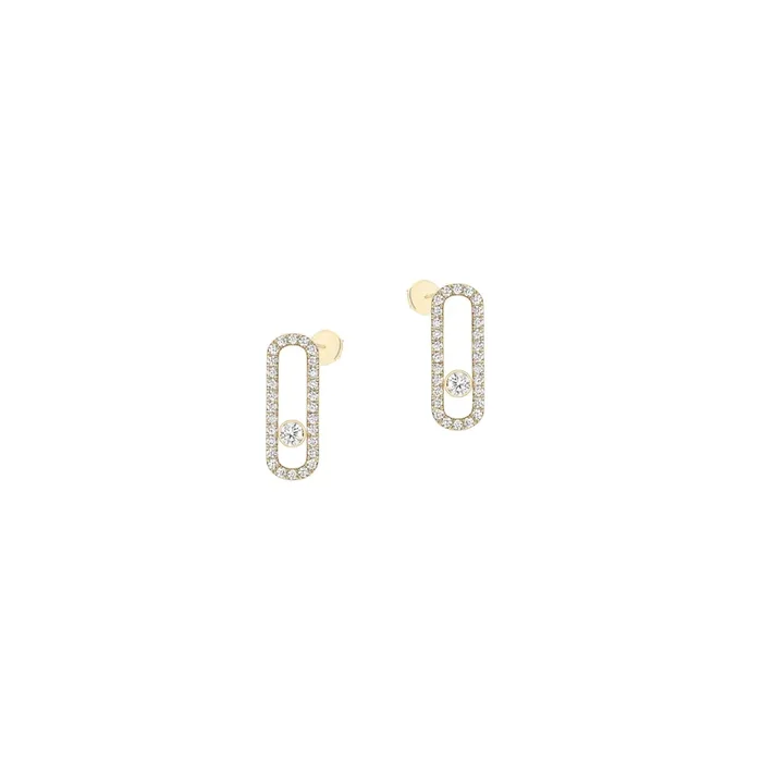 Earrings Messika Move Uno Pavées in yellow gold and diamonds – Lepage