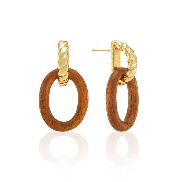 Earth Goddess Link Drop Earrings – Teak
