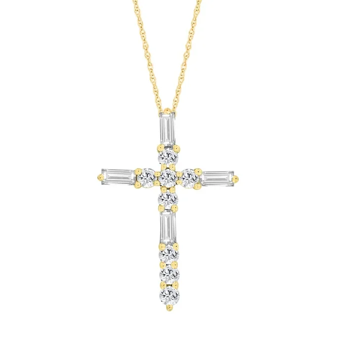 EcoLove 1/4 CTW Lab Grown Diamond 18-inch Cross Pendant in 10KT Yellow Gold