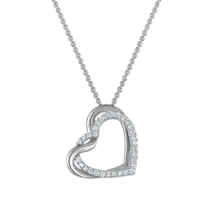 EcoLove 1/4 CTW Lab Grown Diamond Double Heart Pendant in Sterling Silver