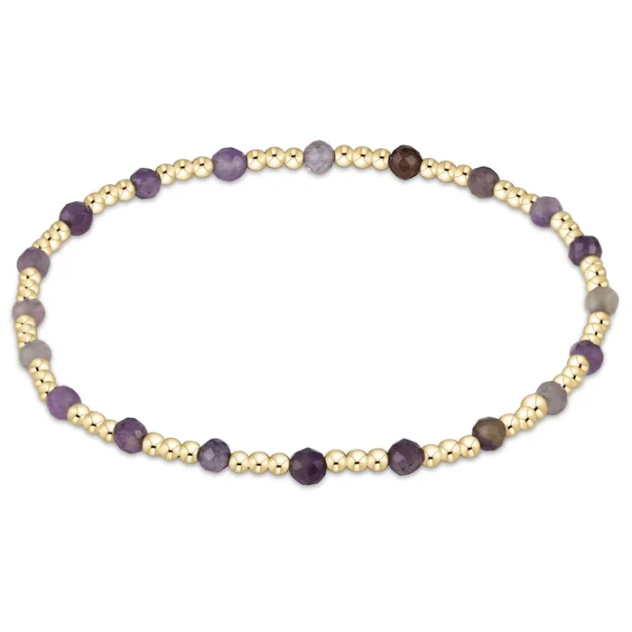 egirl Gemstone Gold Sincerity Pattern 3mm Bead Bracelet – Amethyst