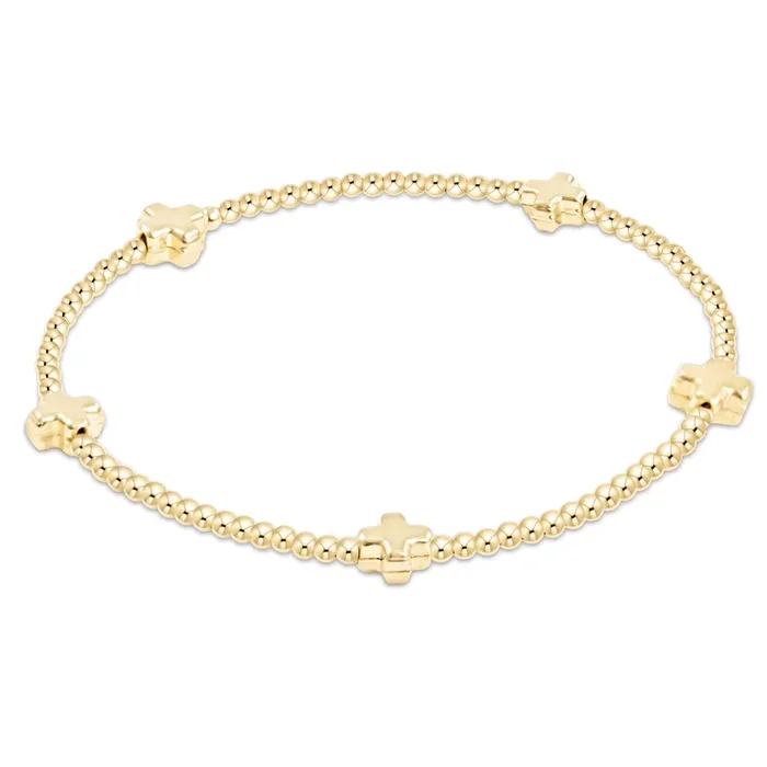 egirl Signature Cross Small Gold Pattern 2mm Bead Bracelet – Gold