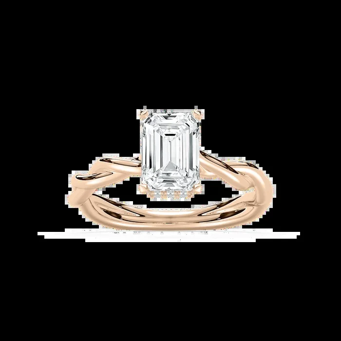 Eleanor Hidden Halo Twist Emerald Engagement Ring