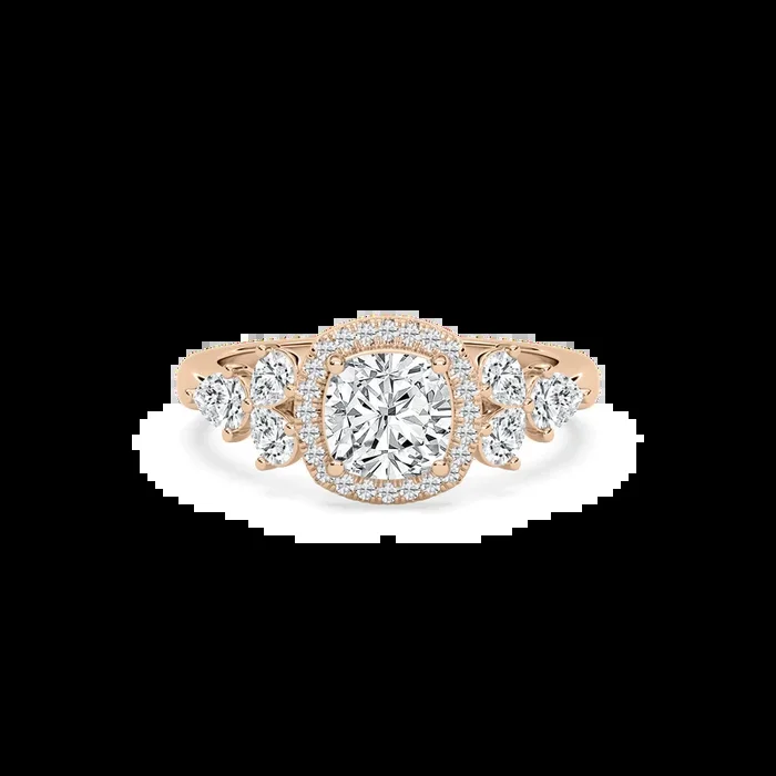 Ember 3 ²⁄₃ ctw Cushion Lab Grown Diamond Pear Sides Halo Engagement Ring