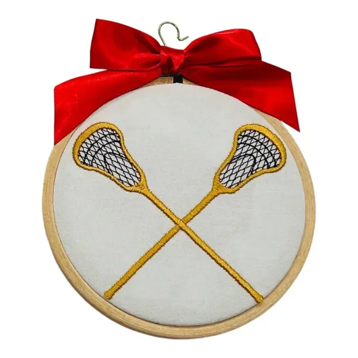 Embroidered Crossed Lacrosse Sticks Ornament