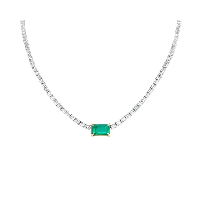 Emerald Center Tennis Necklace