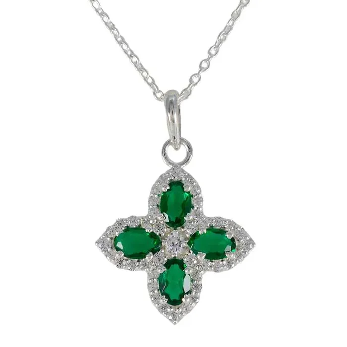 Emerald CZ Classic African 925 Silver multiple Tereza Luxurious Green Pendant Jewelry