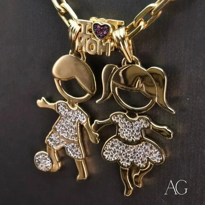 Enchanting 18k Gold Pendant Doll with CZ