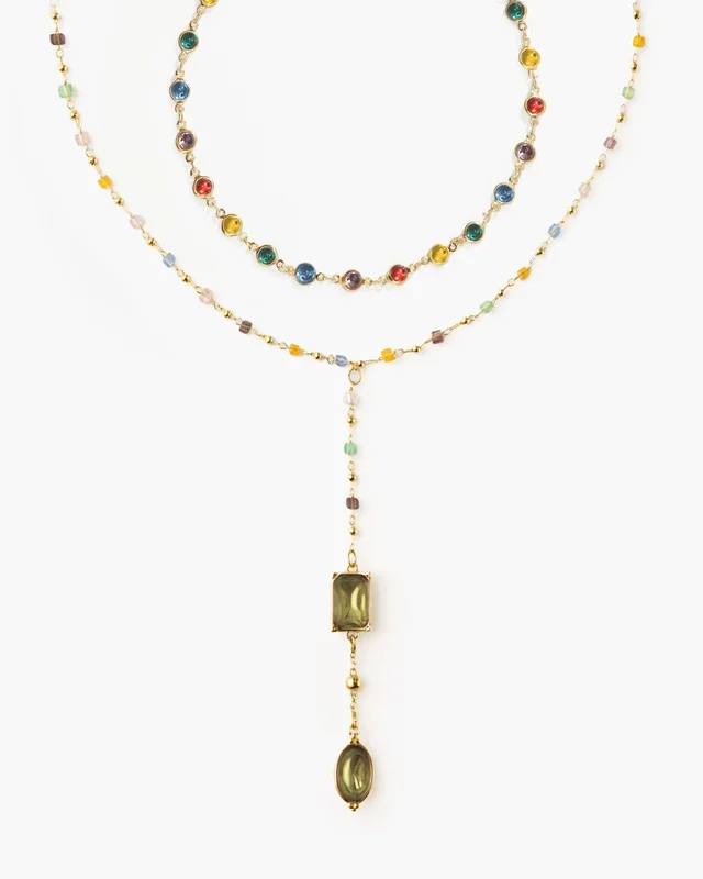 Ensemble de Colliers en Perles Arc-en-Ciel