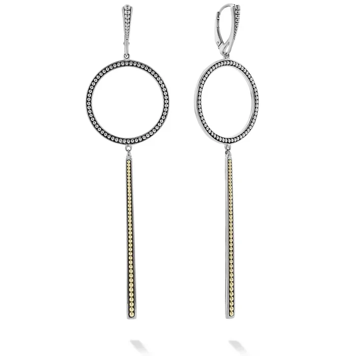 Enso Two-Tone Circle Linear Drop Earrings