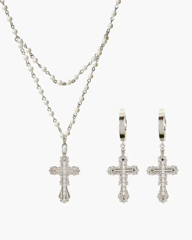 Everette Cross Set in Silver