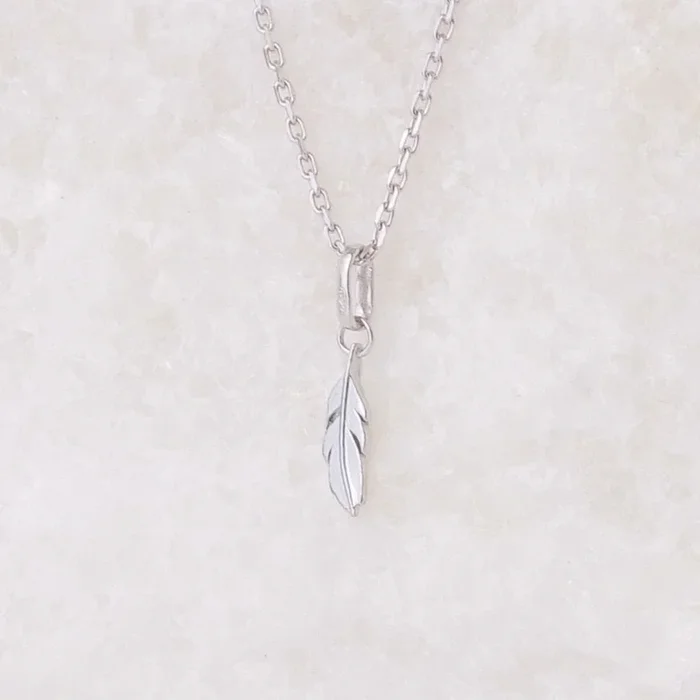 Feather charm 10mm sterling silver