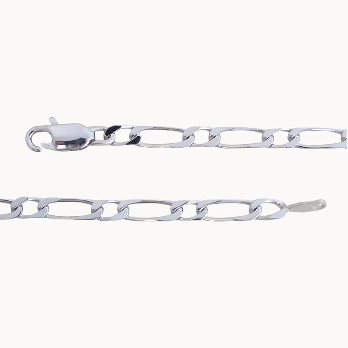 Figaro chain alternating mesh sterling silver