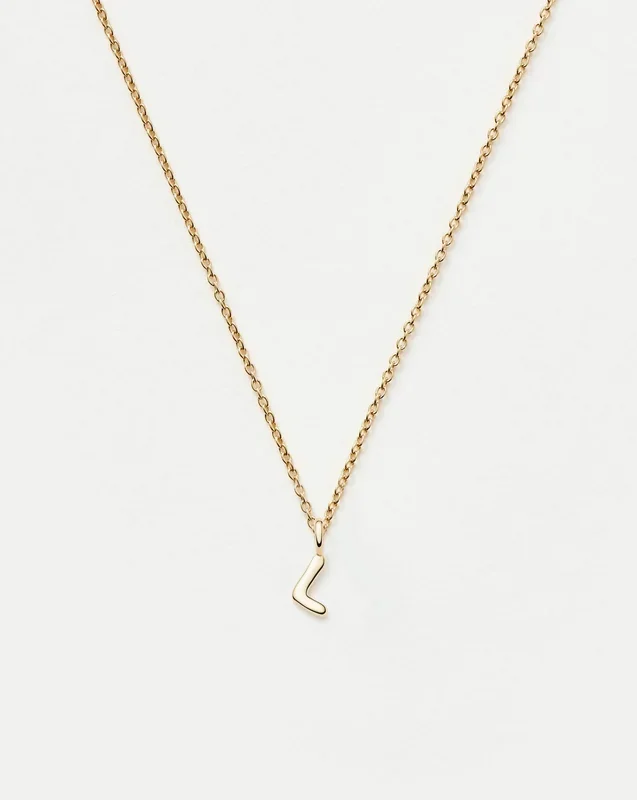 Fine Initial Mini Pendant Necklace – L | 14k Solid Gold