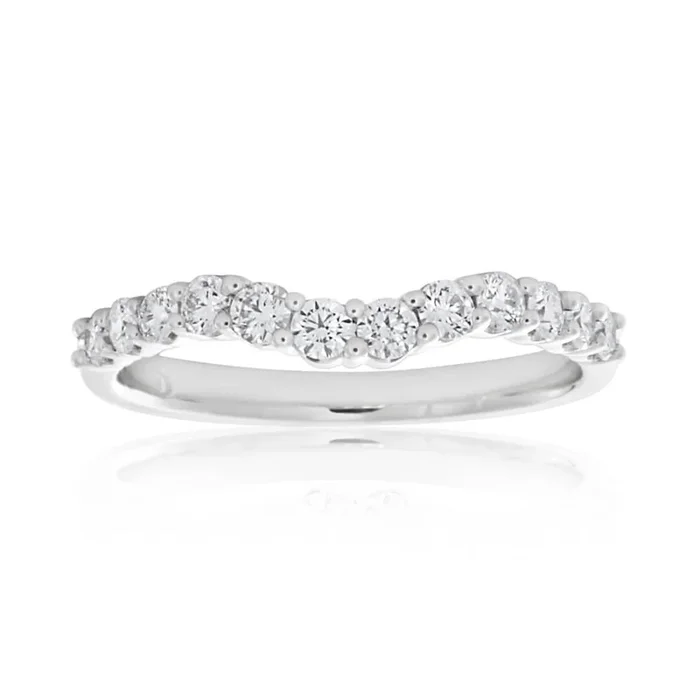 Flawless Cut 18ct White Gold Diamond Curve Ring