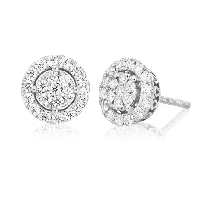 Flawless Cut 9ct White Gold 5/8 Carat Diamond Stud Earrings