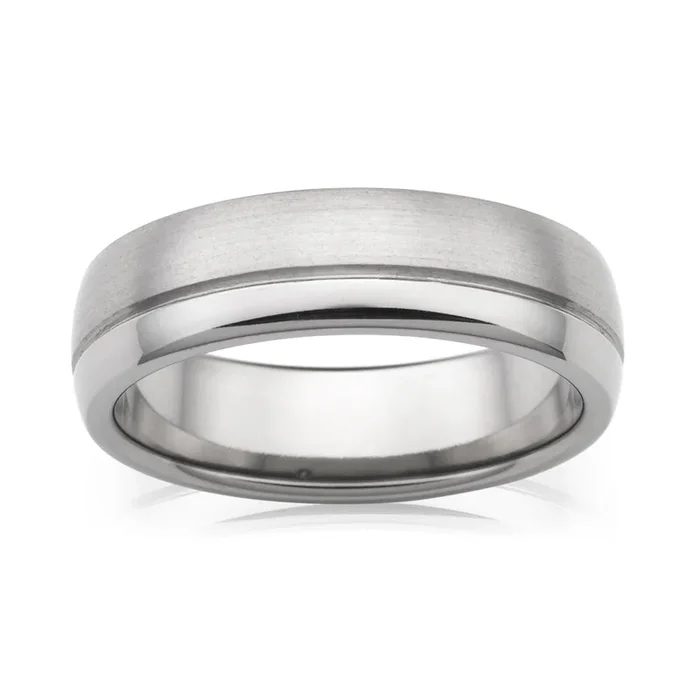 Flawless Cut Half Round Polished / Sanded Titanium 6mm Ring