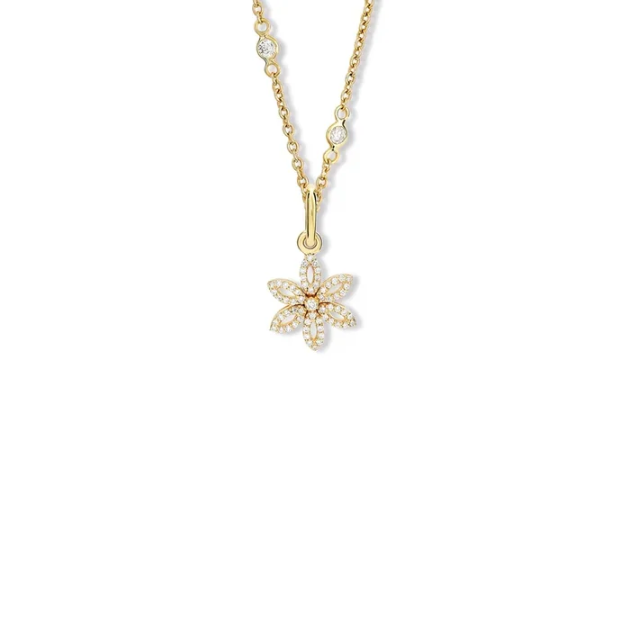 Fleur de Lys Small Necklace Pendant 18ct Yellow Gold – Diamond Pavé
