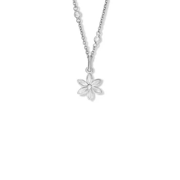 Fleur de Lys Small Necklace Pendant Silver – Diamond