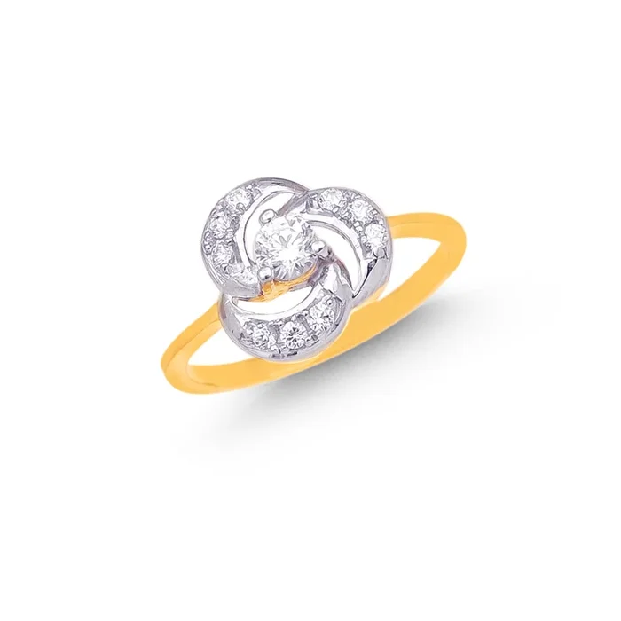 Floral Kids Two tone Ring With CZ in 22K Gold