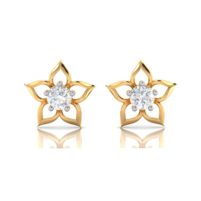 Flower Shaped Diamond Earrings With 18k Gold